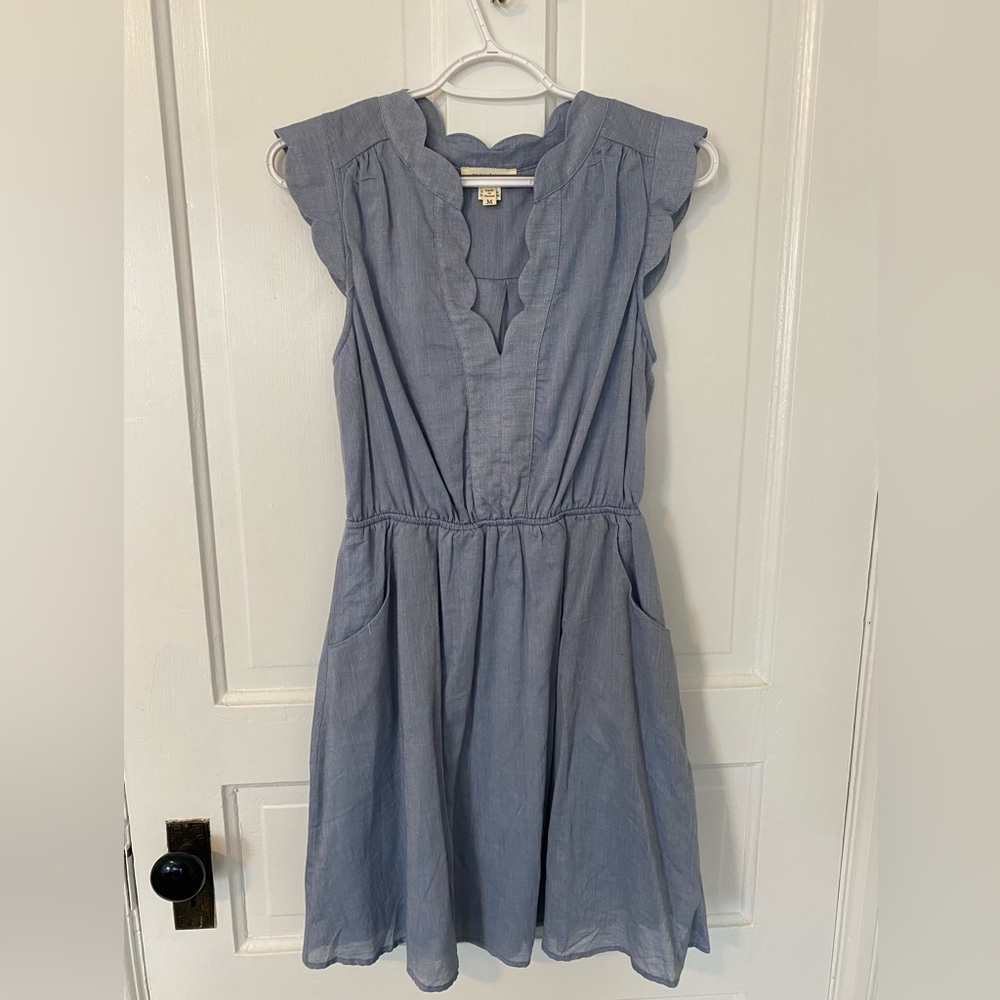 Monteau medium faux denim scallop dress